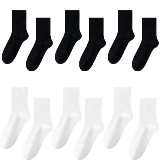 6 Pairs Men's Dress Socks Thin Black Cotton Crew Socks for Men Seamless Toe Classic Ribbed Cuff