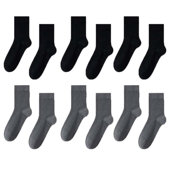 6 Pairs Men's Dress Socks Thin Black Cotton Crew Socks for Men Seamless Toe Classic Ribbed Cuff