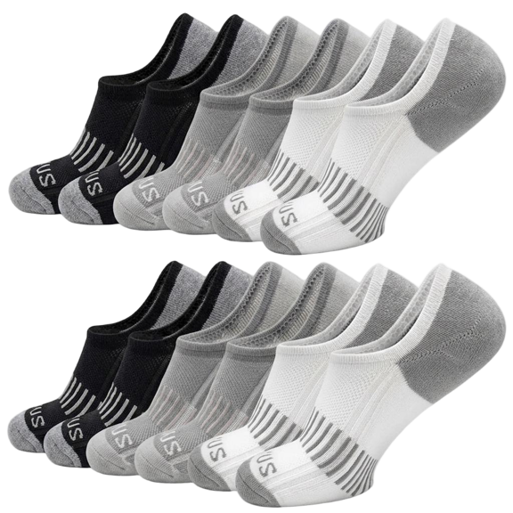 6 Pairs Men's Low Cut Running Socks Cushioned Ankle Socks Breathable Moisture Wicking Sports Socks for Gym Workout Outdoor Activities