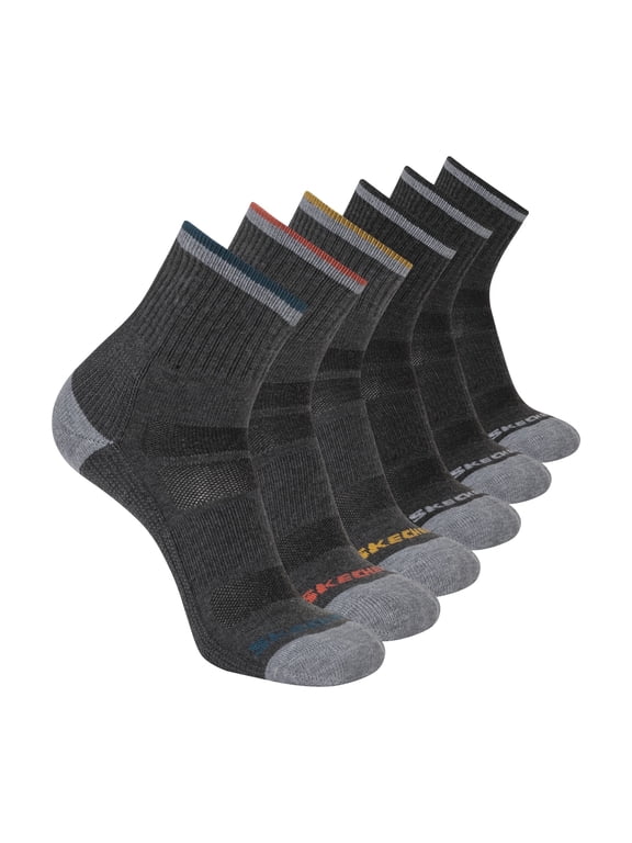 Men's Sport Adventure Quarter Crew Socks with Mesh Ventilation & Arch Support (6-Pairs)