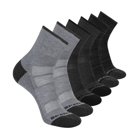 Skechers Men's Sport Adventure Quarter Crew Socks with Mesh Ventilation & Arch Support (6-Pairs)