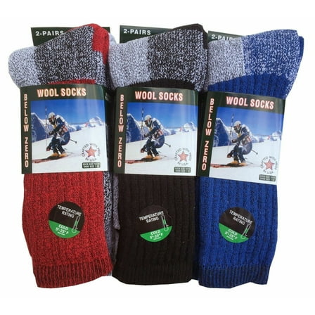 6 Pairs Men's Wool Thermal Socks Fits 10-13 Winter Outdoor "Heavy Duty" USA