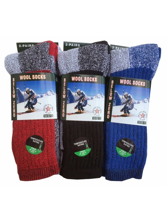 6 Pairs Men's Wool Thermal Socks Fits 10-13 Winter Outdoor "Heavy Duty" USA