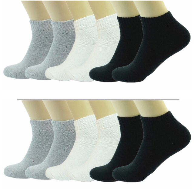 6 Pairs Mens Ankle Quarter Crew Plain Socks Cotton Low Cut Size 911 10
