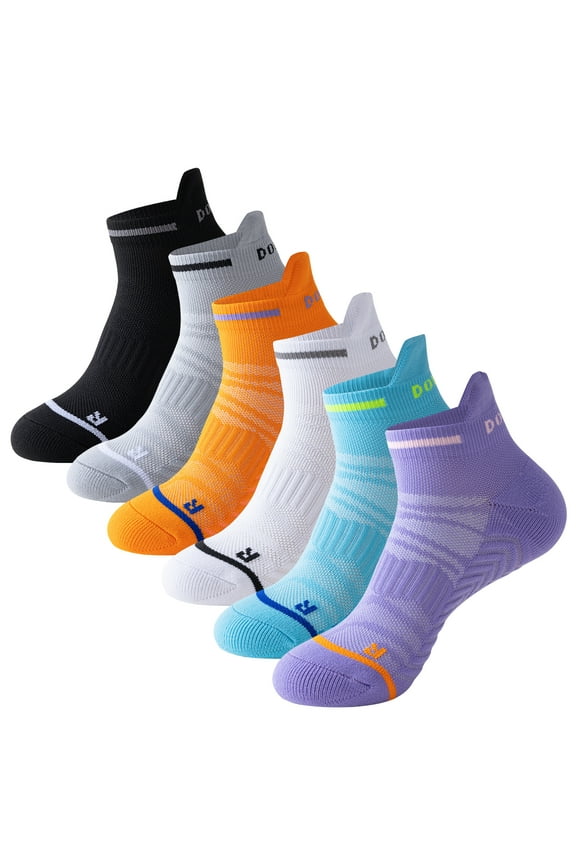 6 Pairs Mens Ankle Running Socks Performance Athletic Cushioned Breathable Low Cut Marathon Tab Sports Socks