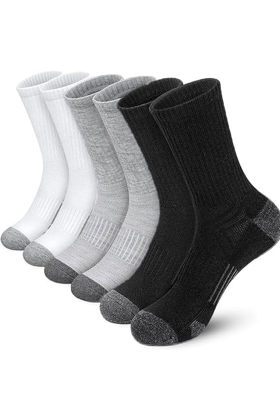 6 Pairs Mens Breathable and Soft Sports Socks Anti Silp Sweat-Wicking Crew Socks