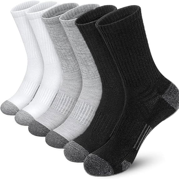 6 Pairs Mens Breathable and Soft Sports Socks Anti Silp Sweat-Wicking Crew Socks