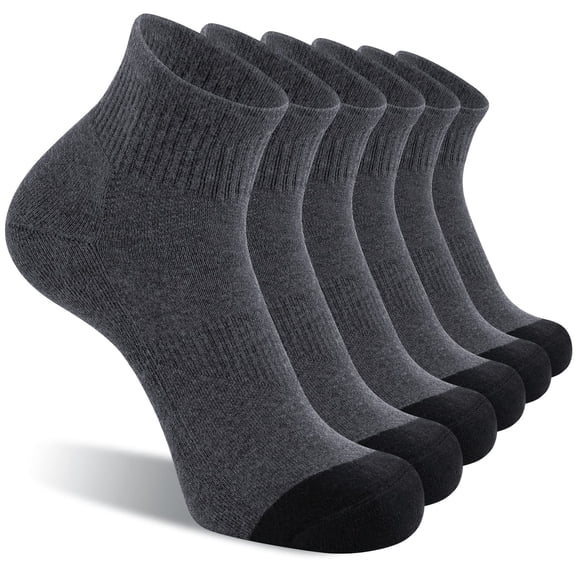 6 Pairs Mens Crew Socks Casual Moisture Cushioned Sports Cotton Socks Comfort Fit Breathable Athletic Running Outfits