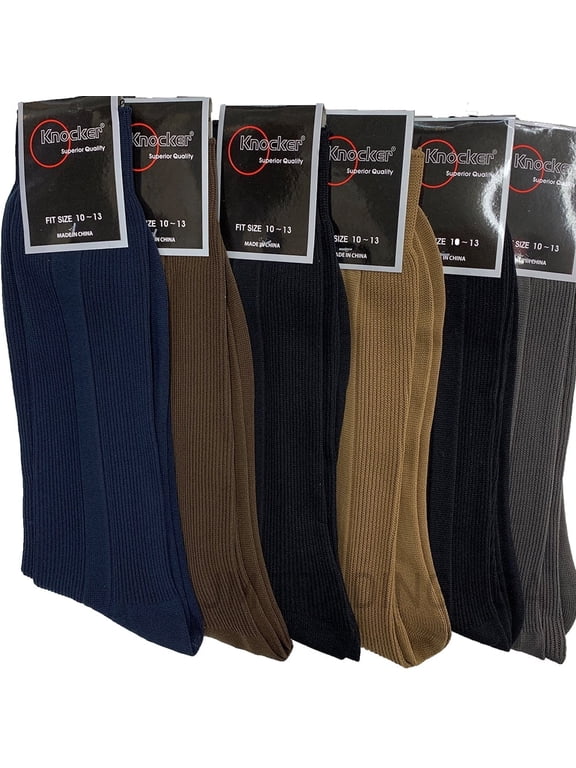 6 Pairs Mens Dress Socks Multi Color Casual Work Size 10-13 Crew