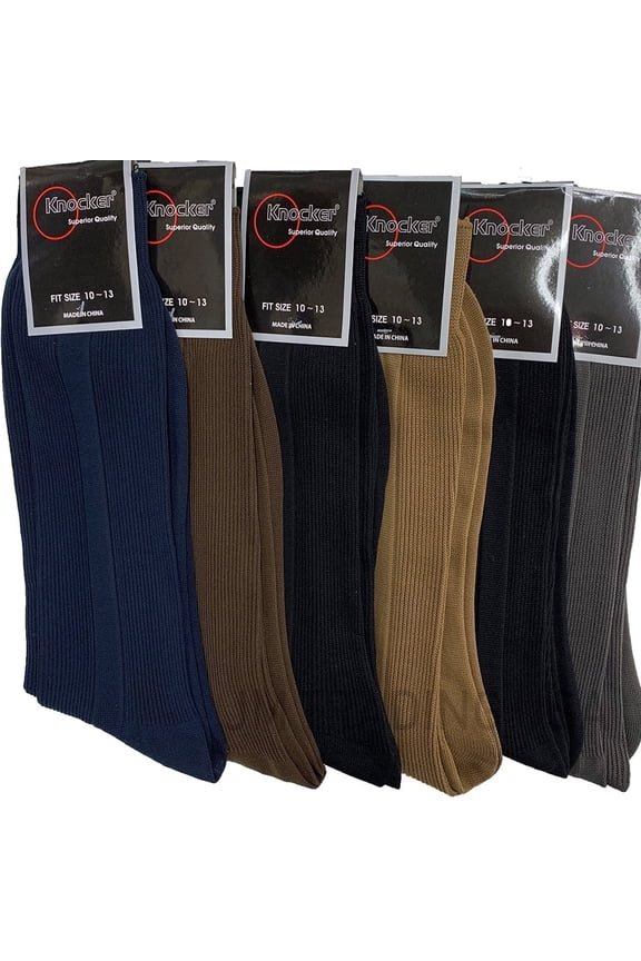 6 Pairs Mens Dress Socks Multi Color Casual Work Size 10-13 Crew