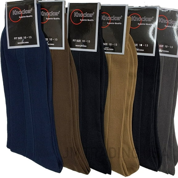 6 Pairs Mens Dress Socks Multi Color Casual Work Size 10-13 Crew