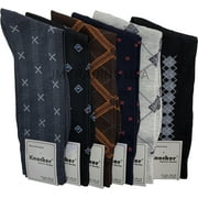 6 Pairs Mens Dress Socks Printed Assorted Styles Casual Work Size 10-13 Crew