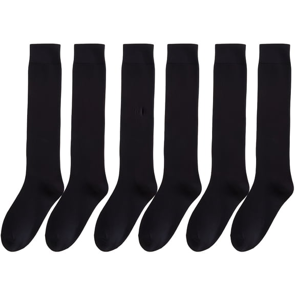 6 Pairs Mens Knee High Business High Socks Solid Color Under Knee Calf Socks Breathable and Soft Cozy Long Socks for All Seasons Black White  Gray
