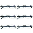 thumbnail image 1 of 6 Pairs Mens Metal Frame Rectangle Half Frame Reading Glasses Classic Readers +1.00, 1 of 6