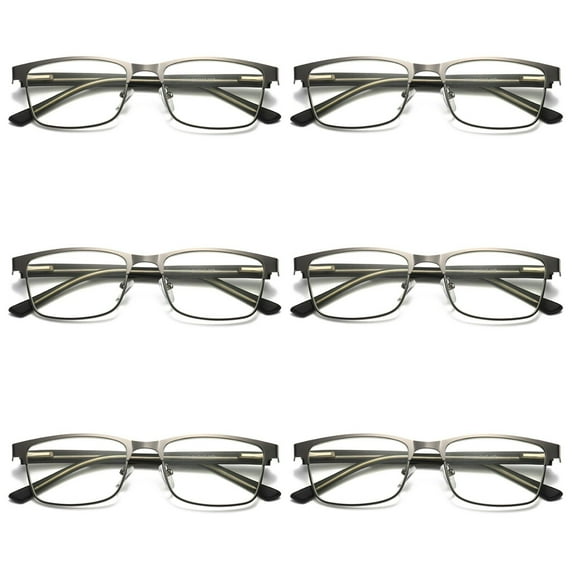 6 Pairs Mens Metal Frame Spring Hinge Blue Light Blocking Reading Glasses Readers +1.50