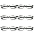 thumbnail image 1 of 6 Pairs Mens Rectangular Blue Light Blocking Reading Glasses Spring Hinge Readers +1.75, 1 of 6