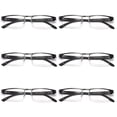 thumbnail image 1 of 6 Pairs Mens Rectangular Metal Half Frame Reading Glasses Spring Hinge Black Readers +0.75, 1 of 6
