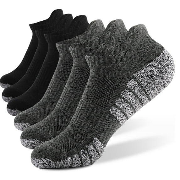 6 Pairs Mens Socks, Anti-Blister Cushioned Breathable Running Cotton Socks-XL