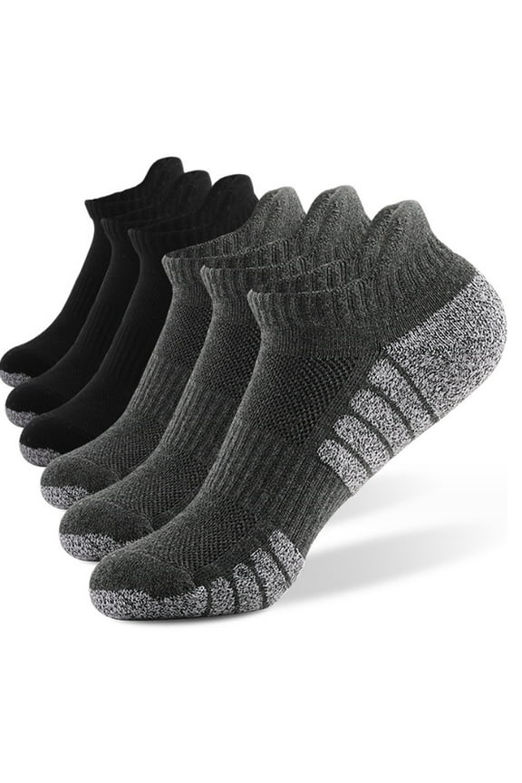 6 Pairs Mens Socks, Anti-Blister Cushioned Breathable Running Cotton Socks, under armor socks,L