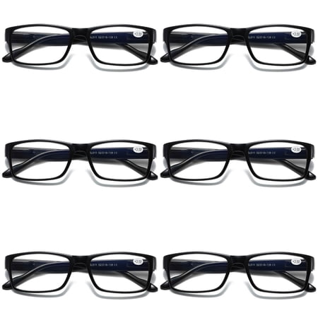 6 Pairs Mens Unisex Blue Light Blocking Reading Glasses Black Spring Hinge Readers +1.50
