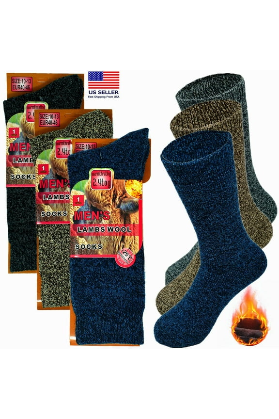 6 Pairs Mens Winter Heavy Duty Merino Lambs Wool Warm Thermal Boots Socks 10-13