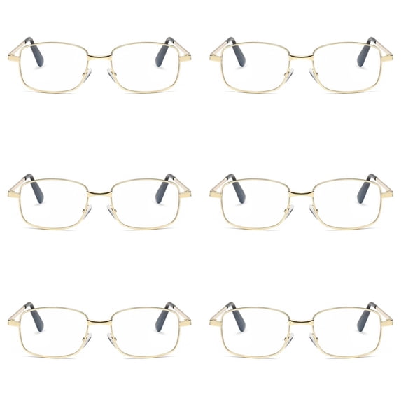 6 Pairs Mens Womens Metal Frame Clear Lens Reading Glasses Fashion Classic Readers +3.00