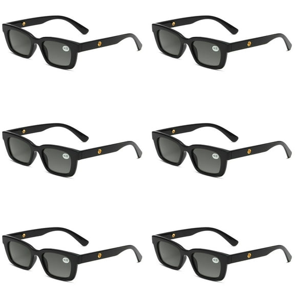 6 Pairs Mens Womens Reading Sunglasses Square Full Tinted Sun Readers +0.75