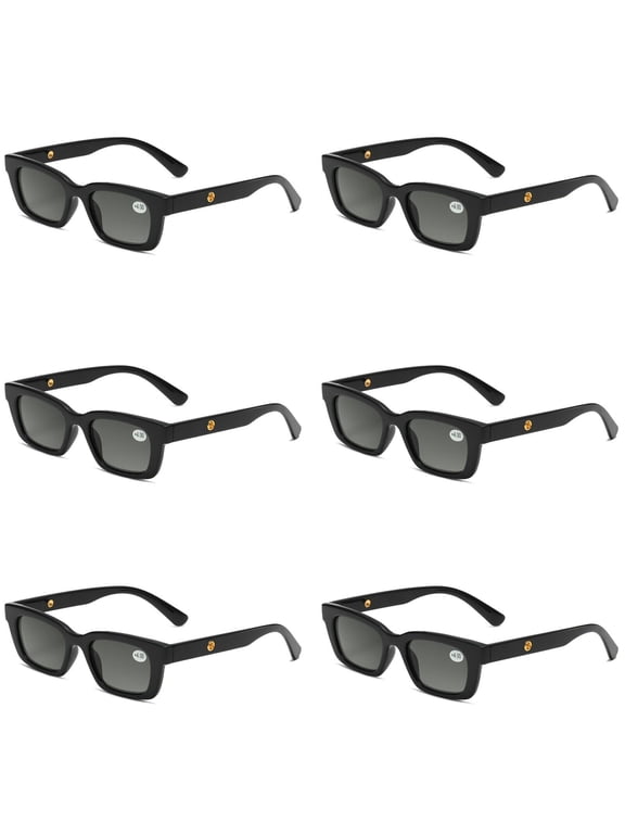 6 Pairs Mens Womens Reading Sunglasses Square Full Tinted Sun Readers +0.75