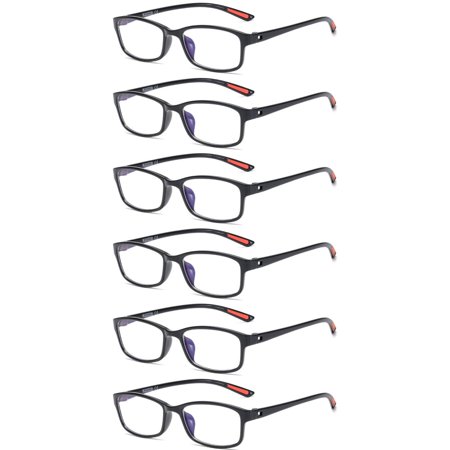 6 Pairs Mens Womens TR90 Reading Glasses Blue Light Blocking Reader Glasses
