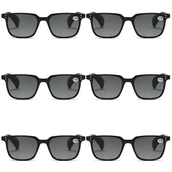 6 Pairs Mens Womens Unisex Reading Sunglasses Magnified Full Tinted Lens Sun Readers +0.75