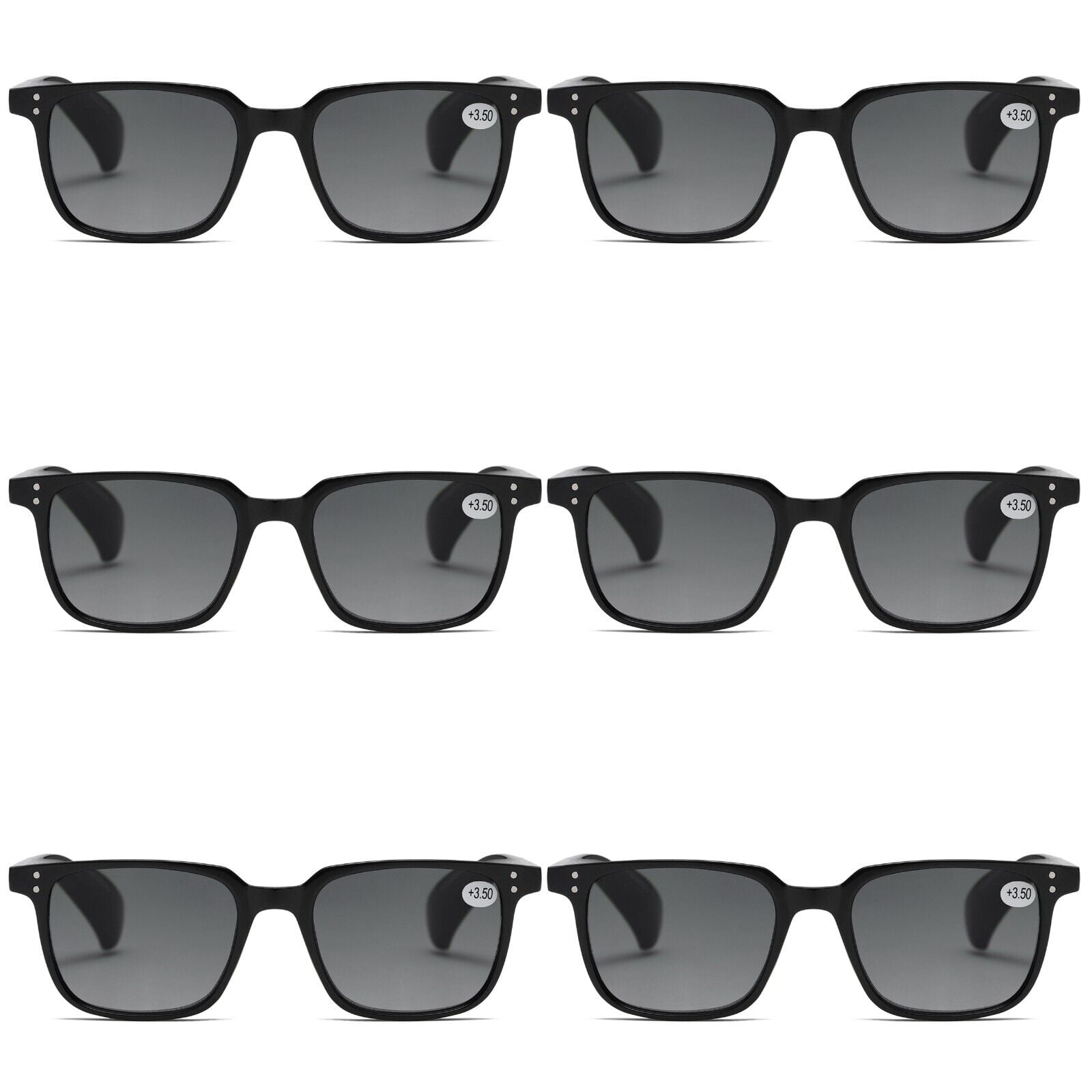6 Pairs Mens Womens Unisex Reading Sunglasses Magnified Full Tinted Lens Sun Readers +2.50