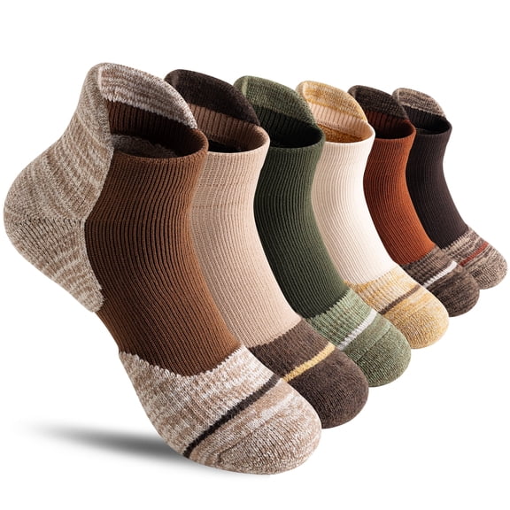 6 Pairs Merino Wool Ankle Hiking Running Socks Compression Thick Cushion Breathable No Show Socks for Men Women
