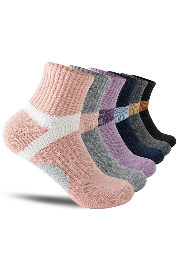 6 Pairs Merino Wool Ankle Hiking Running Socks Compression Thick Cushion Breathable No Show Socks for Men Women
