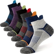 6 Pairs Merino Wool Ankle Hiking Running Socks Compression Thick Cushion Breathable No Show Socks for Men Women