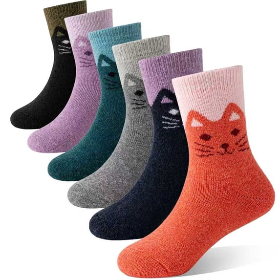6 Pairs Merino Wool Kids Hiking Socks Toddlers Boys Girls Athletic Thermal Warm Winter Socks