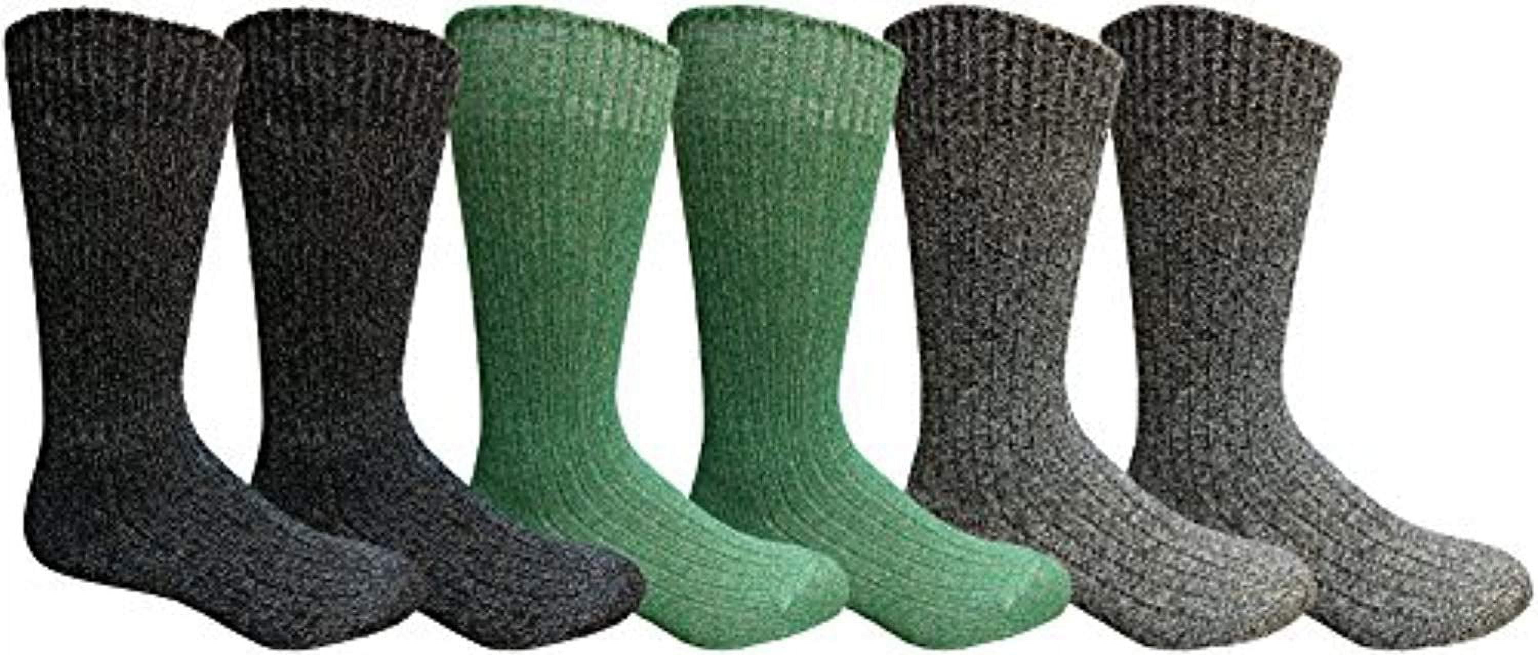 6 Pairs Merino Wool Socks for Men, Hunting Hiking Backpacking Thermal Sock by WSD (Gray w/Black