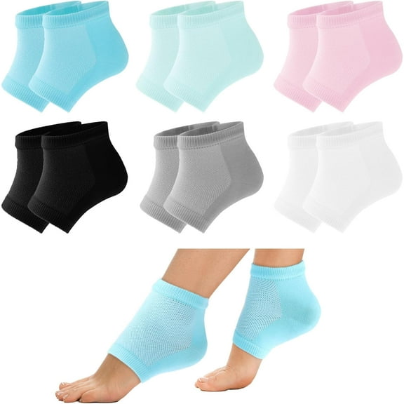 6 Pairs Moisturizing Socks for Dry Cracked Heels Cotton Gel Sleeves, Repair Gel Heel Socks for Repairing Softening Feet Rough Skins Calluses Fits Women Men Feet Soothing Spa Socks (Multicolor)