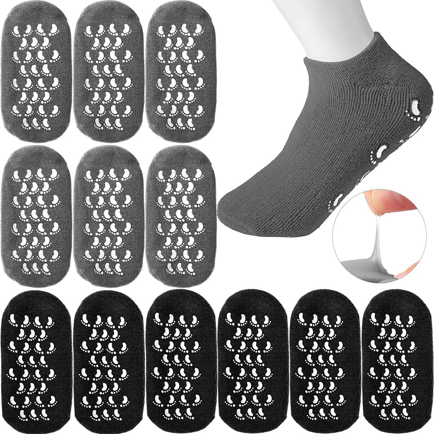 6 Pairs Moisturizing Socks Gel Socks Extra Soft Gel Socks Gel Spa Socks