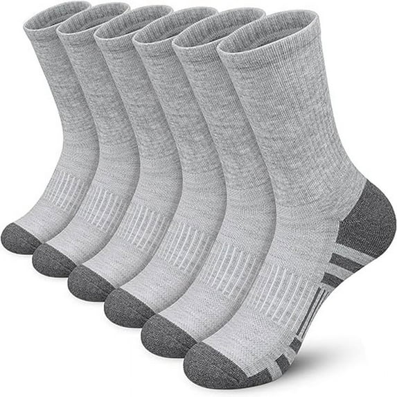 6 Pairs New Men Long Sport Socks Compression Socks Breathable Basketball Socks Cushion Running Socks White/Black Plus Size 38-46 (6 Pairs Gray-A,Size 43-47)