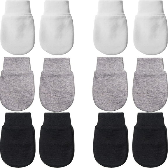 6 Pairs Newborn Baby Mittens, Cotton No Scratch Gloves for Boys and Girls, 3-9 Months