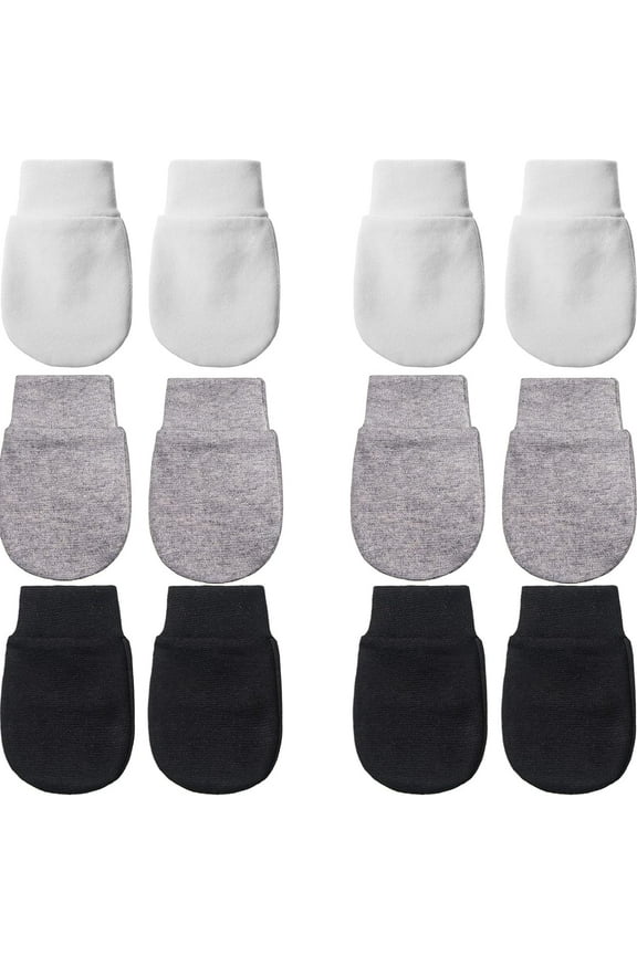 6 Pairs Newborn Baby Mittens, Cotton No Scratch Gloves for Boys and Girls, 3-9 Months