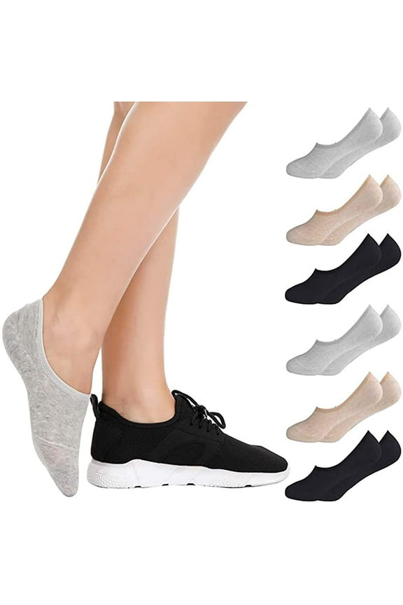6 Pairs No Show Socks For Women, Women's Cotton Invisible Socks Non Slip Socks(US Womens Shoe 5-8)