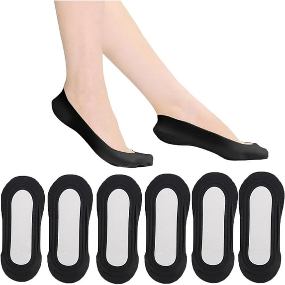 6 Pairs No Show Socks Women Nylon Ultra Low Cut Non-Slip Ice Silk Socks Thin Invisible Socks 5-7/