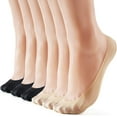 thumbnail image 1 of 6 Pairs No Show Socks Women Nylon Ultra Low Cut Non-Slip Thin Liner Socks Invisible Hidden Socks for Flats, 1 of 6