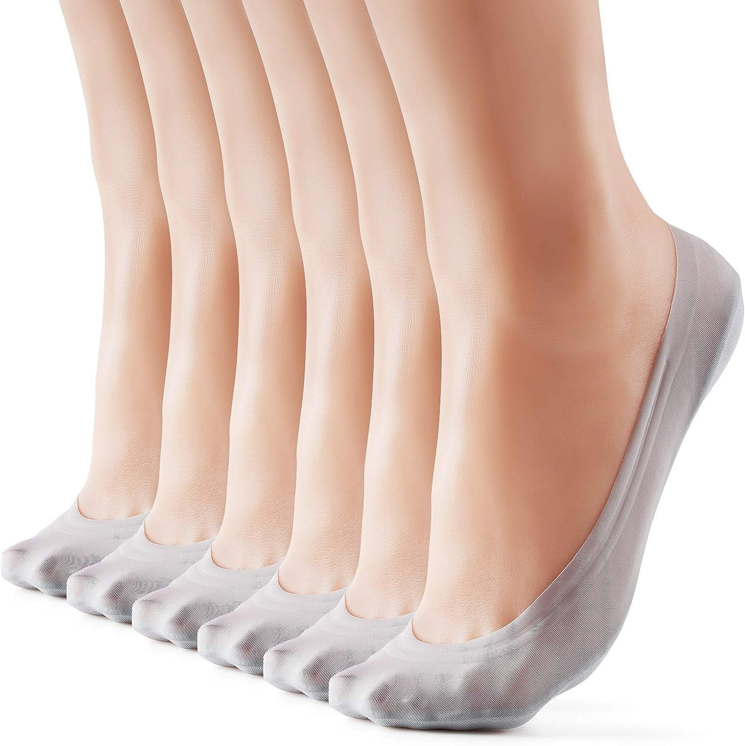 6 Pairs No Show Socks Women Nylon Ultra Low Cut NonSlip Thin Liner Socks Invisible Hidden Socks