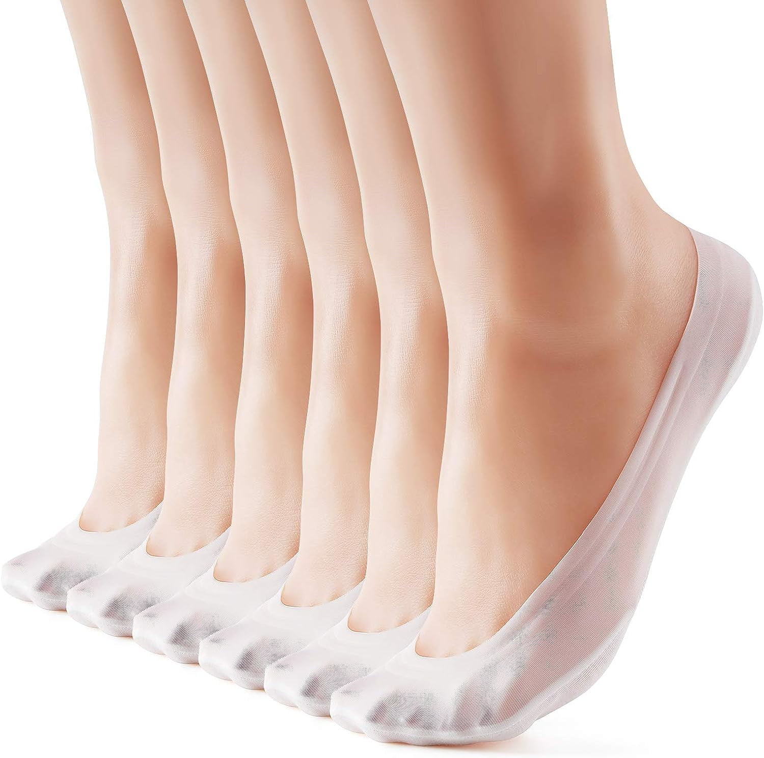 6 Pairs No Show Socks Women Nylon Ultra Low Cut NonSlip Thin Liner Socks Invisible Hidden Socks