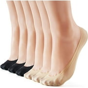 6 Pairs No Show Socks Women Nylon Ultra Low Cut Non-Slip Thin Liner Socks Invisible Hidden Socks for Flats