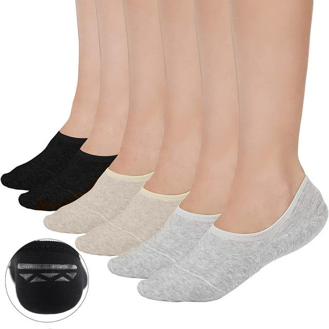 6 Pairs No Show Socks Womens Short Non Slip Thin Ladies Liner Socks for