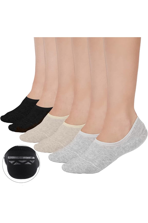 6 Pairs No Show Socks Womens Short Non Slip Thin Ladies Liner Socks for Flats,Socks for Women Size 5-8
