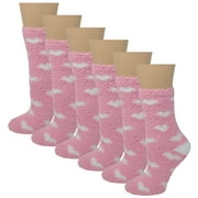 DIFFERENT TOUCH 6 Pairs Non-slip Hospital Socks Cozy Fuzzy Slipper Grip Socks